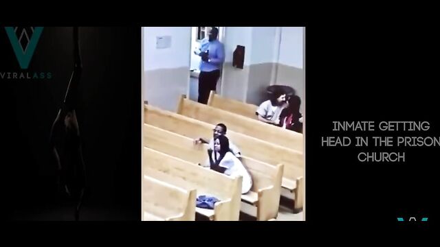 Crazy Couple Having Sex In Church: Inmate receiving blow job from wife inside prison church
