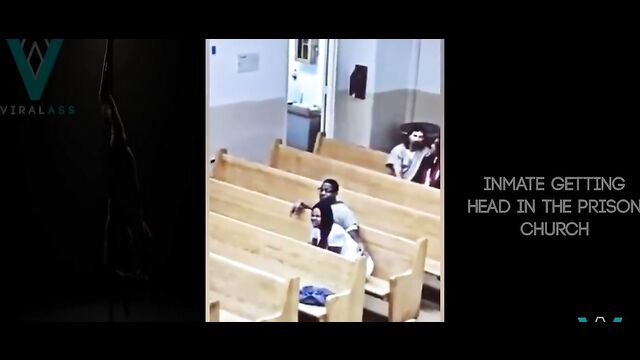 Crazy Couple Having Sex In Church: Inmate receiving blow job from wife inside prison church - 3 image