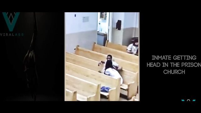 Crazy Couple Having Sex In Church: Inmate receiving blow job from wife inside prison church - 4 image