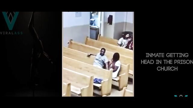 Crazy Couple Having Sex In Church: Inmate receiving blow job from wife inside prison church - 5 image