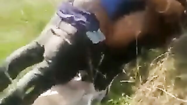 College student bonking his GF in the bush while his classmate watches