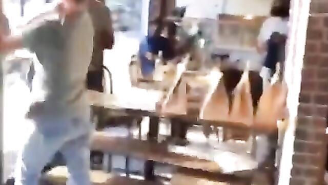 Big Booty Woman fighting in public, showing ass - 5 image