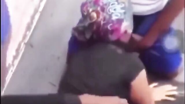 Two students having a threesome with a big booty whore in public