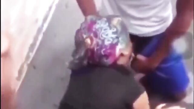 Two students having a threesome with a big booty whore in public - 4 image