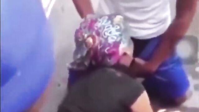 Two students having a threesome with a big booty whore in public - 5 image