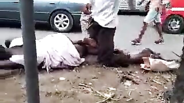 Mad man having doggy style sex with mad woman by the roadside in public - 1 image