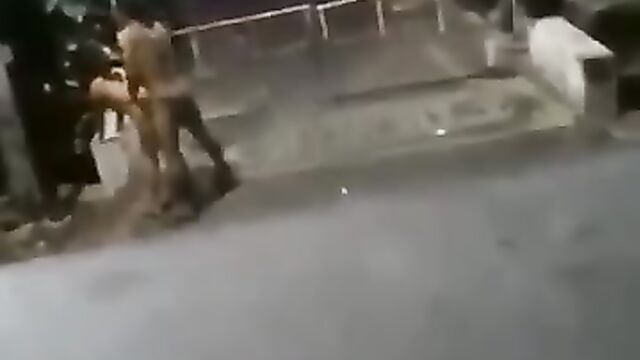 Crazy naked couple having sex outside in public - 3 image