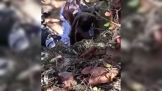 Horny couple caught having sex beside a river