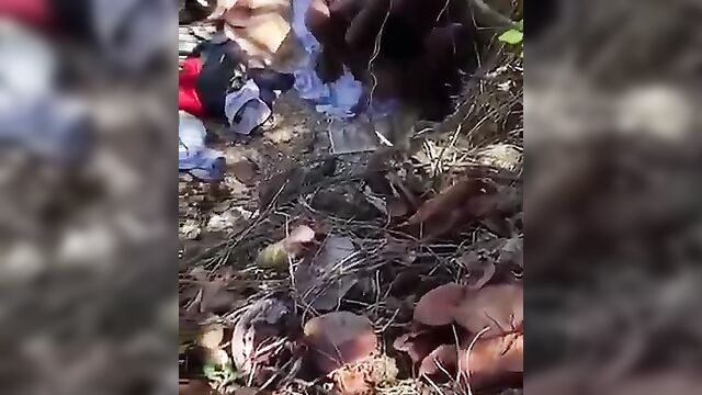 Horny couple caught having sex beside a river - 4 image