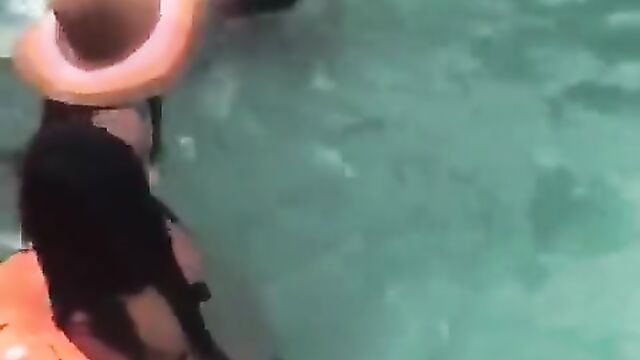 Naked girls wilding, showing breasts at a public pool party – Part 1 - 2 image