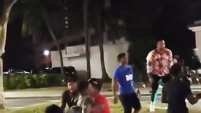 Girl fighting in public, exposing her naked ass - 4 image