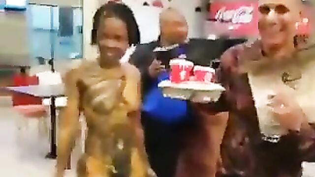 Naked South African whore in a public fastfood restaurant - 5 image